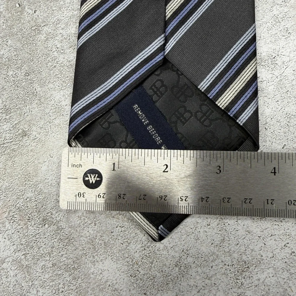 Banana Republic 100% Silk Tie Mens OS Gray Striped Made In Turkey Necktie 58x3.6